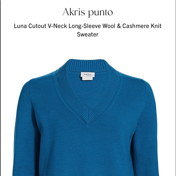 AkrisPunto Luna Cutout VNeck Wool/Cashmere Sweater - Picture 7 of 8